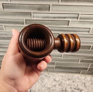 Vintage Nutcracker Solid Walnut Wood Hand Crank